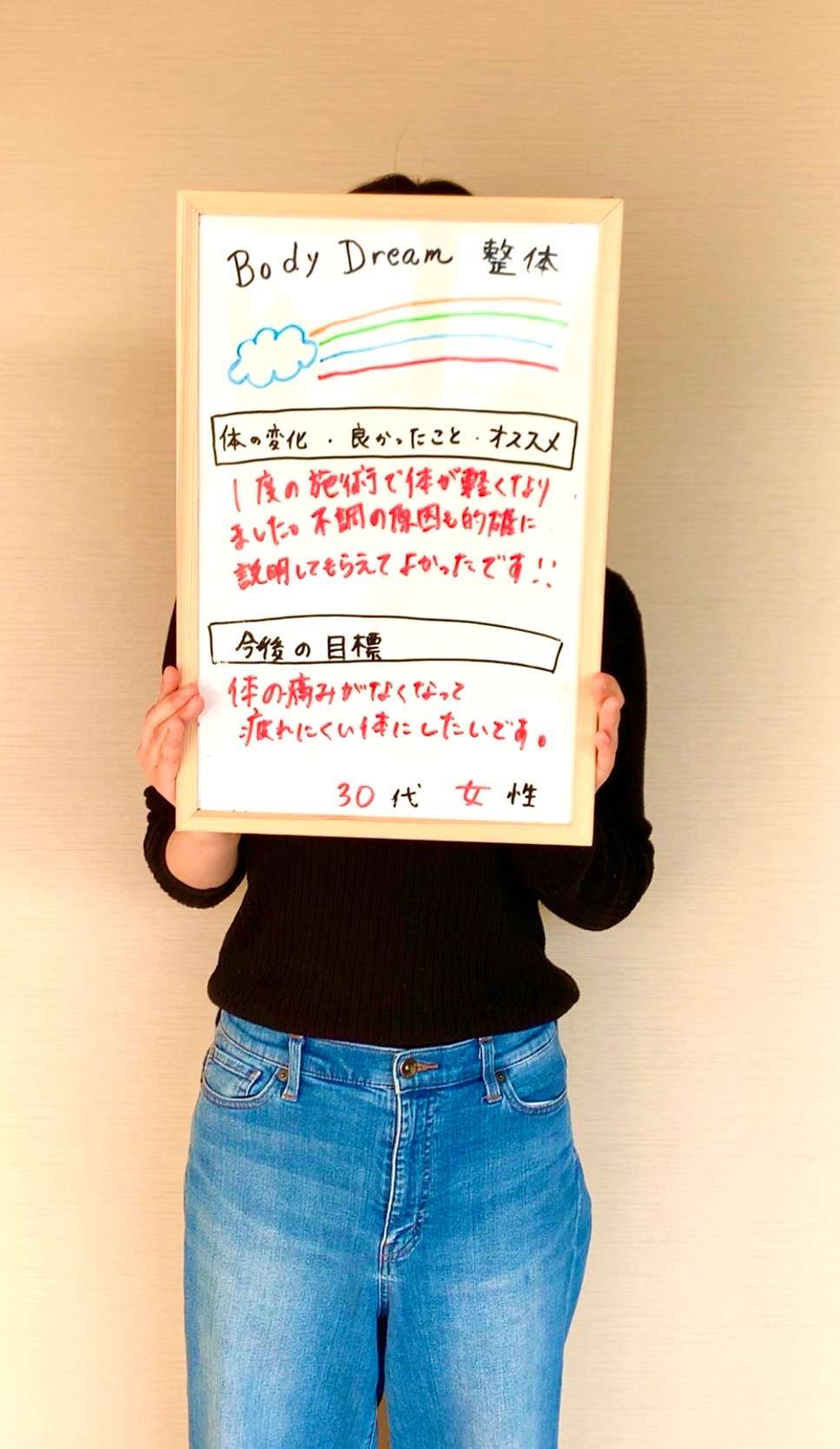 一度の施術で体が軽くなりました。